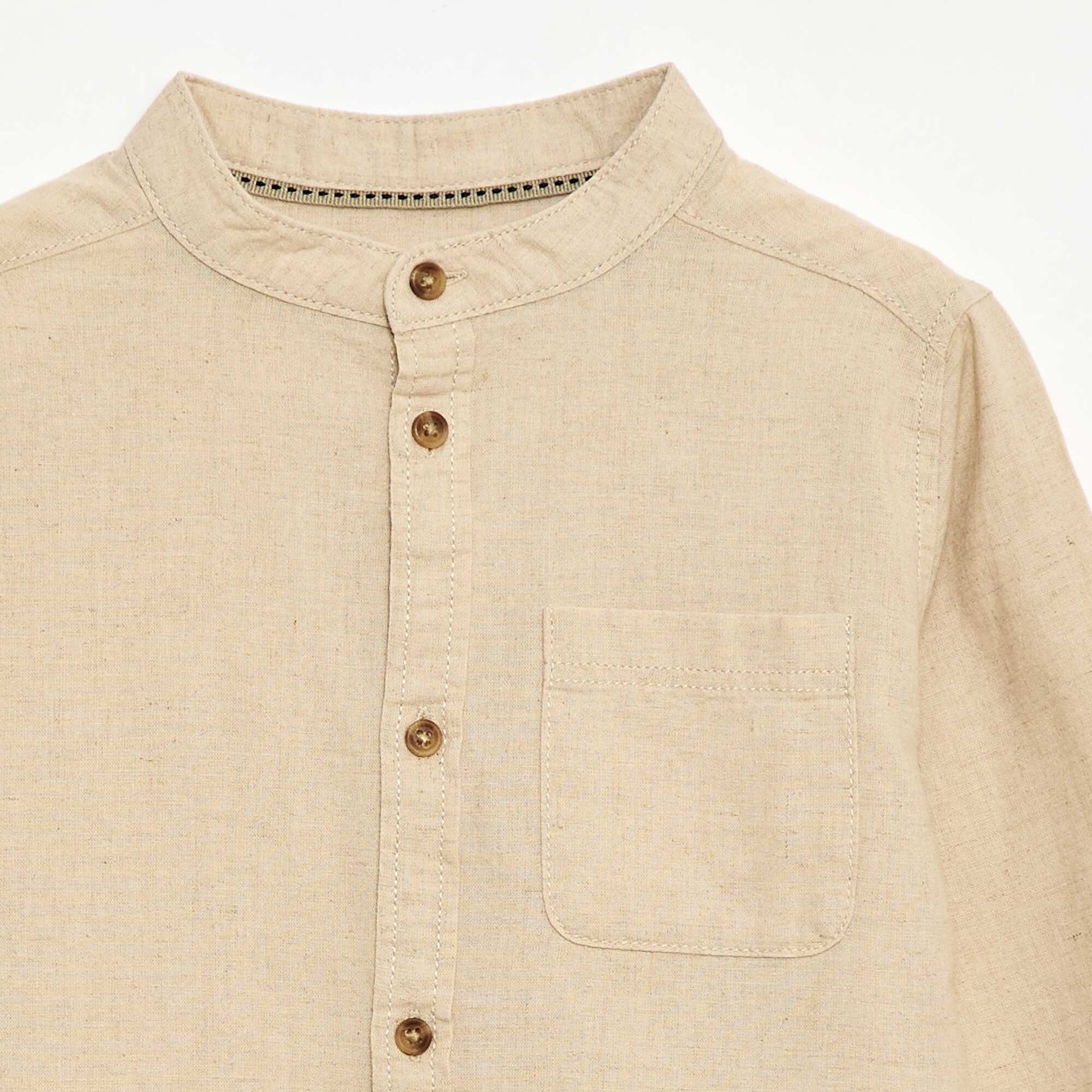 Striped linen blend shirt WHITE
