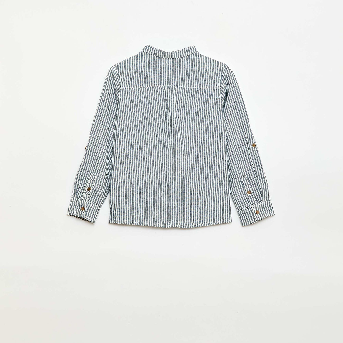 Striped linen blend shirt BLUE