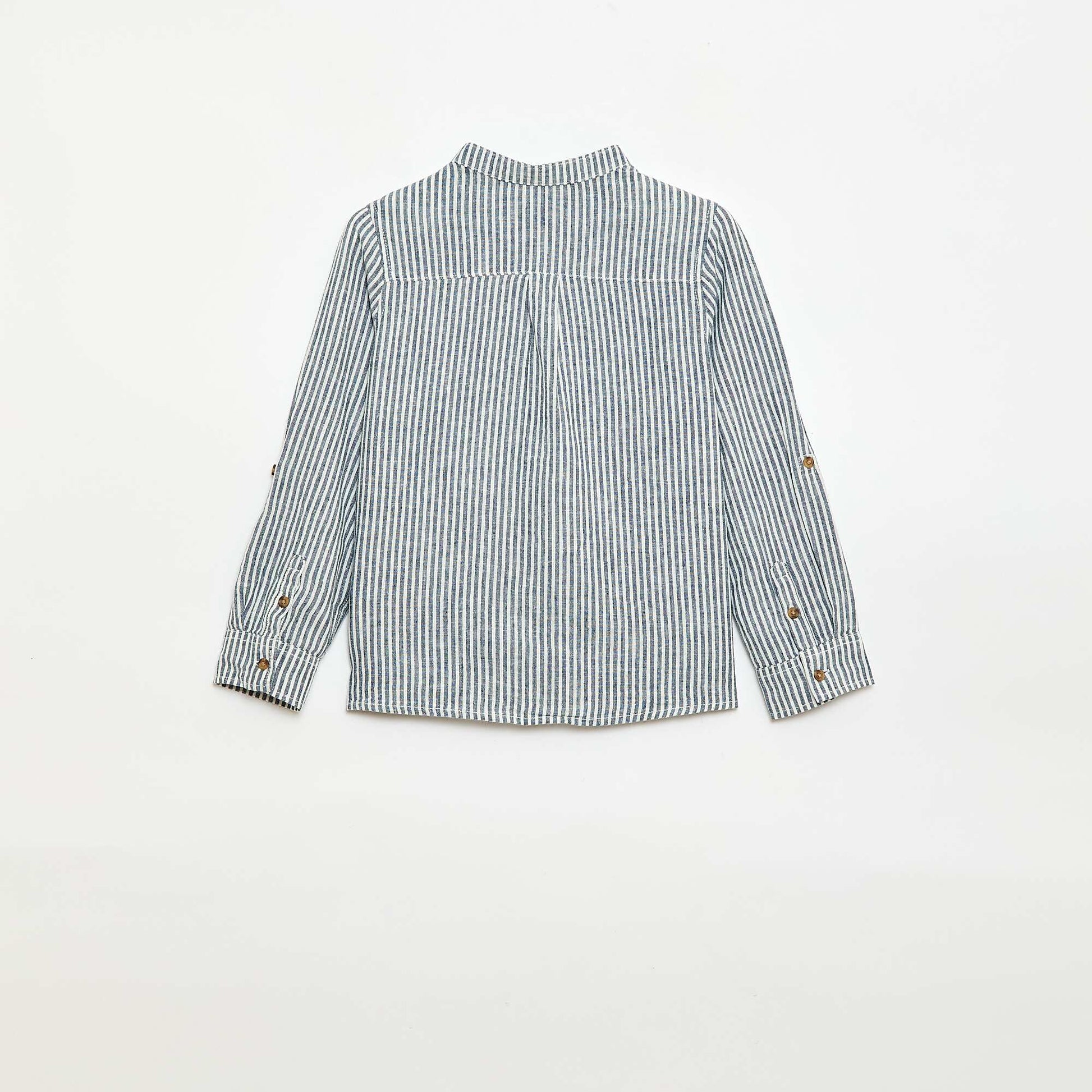 Striped linen blend shirt BLUE