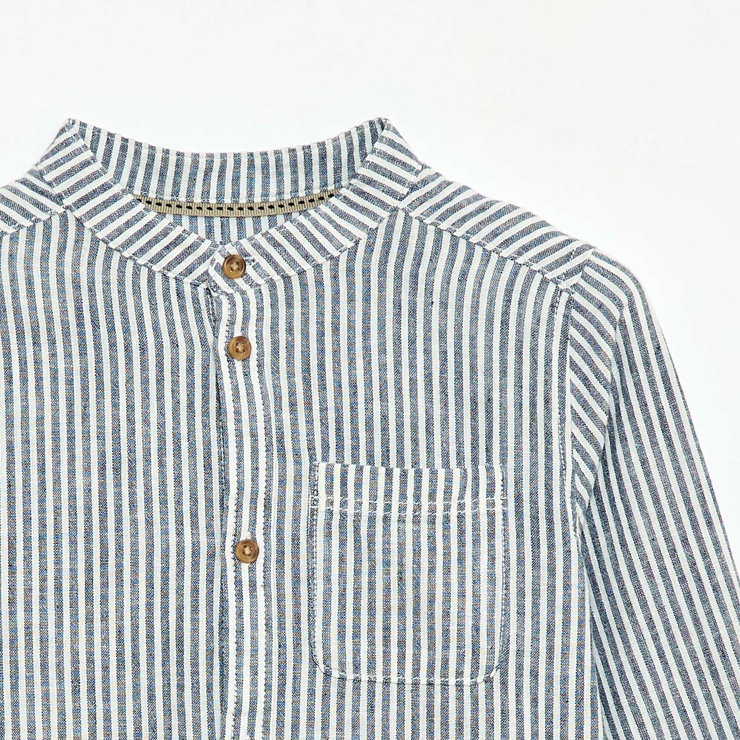 Striped linen blend shirt BLUE