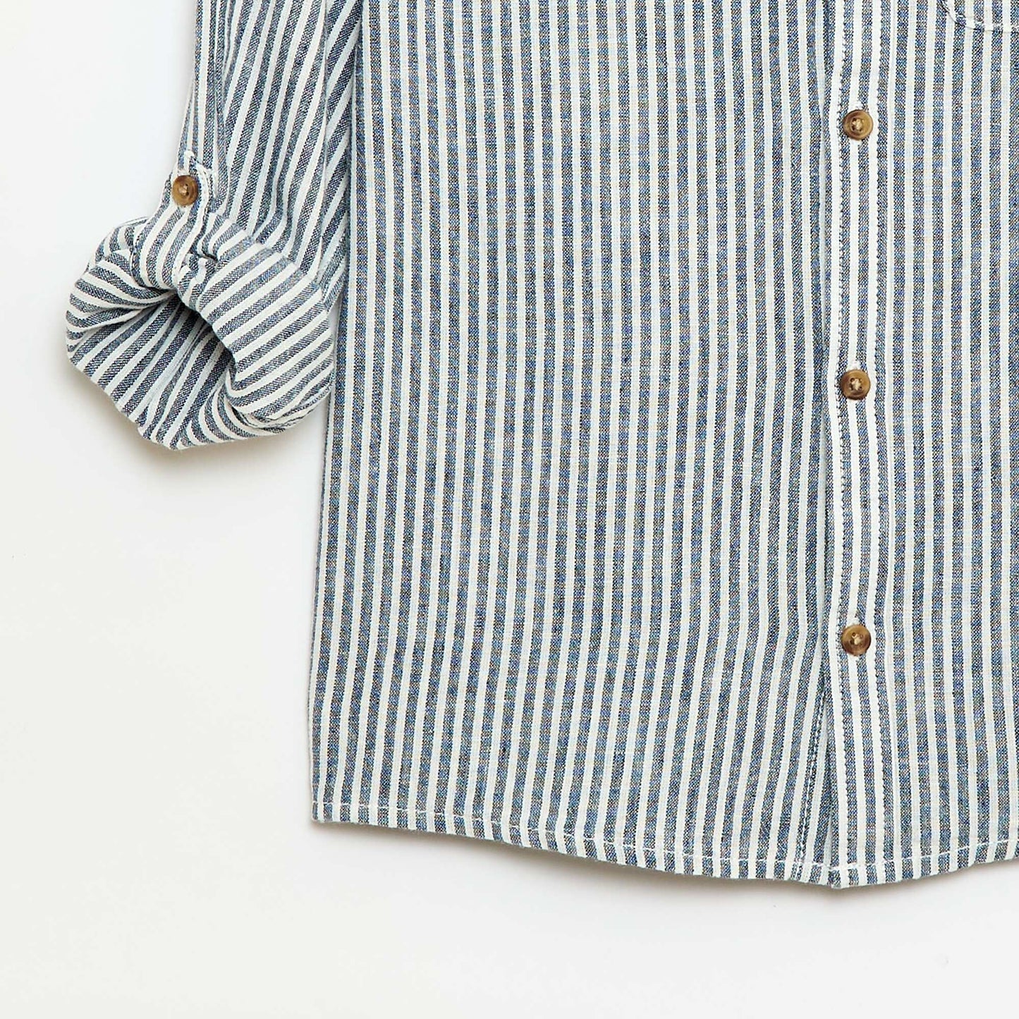 Striped linen blend shirt BLUE