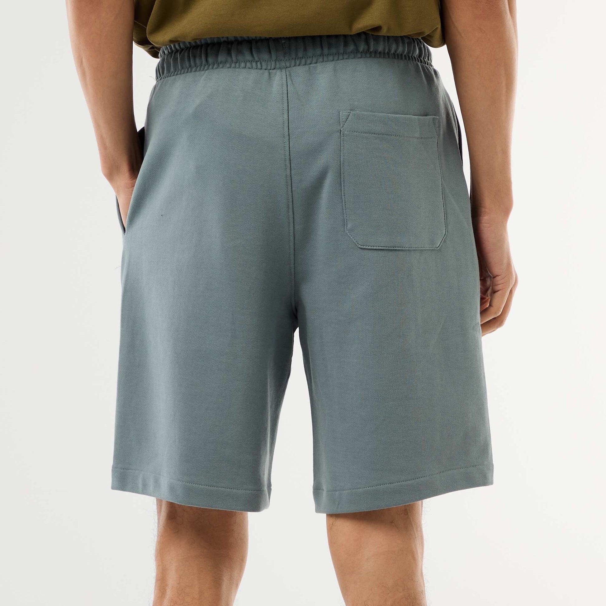 Plain Lightweight Fleece Bermuda Shorts BLUE
