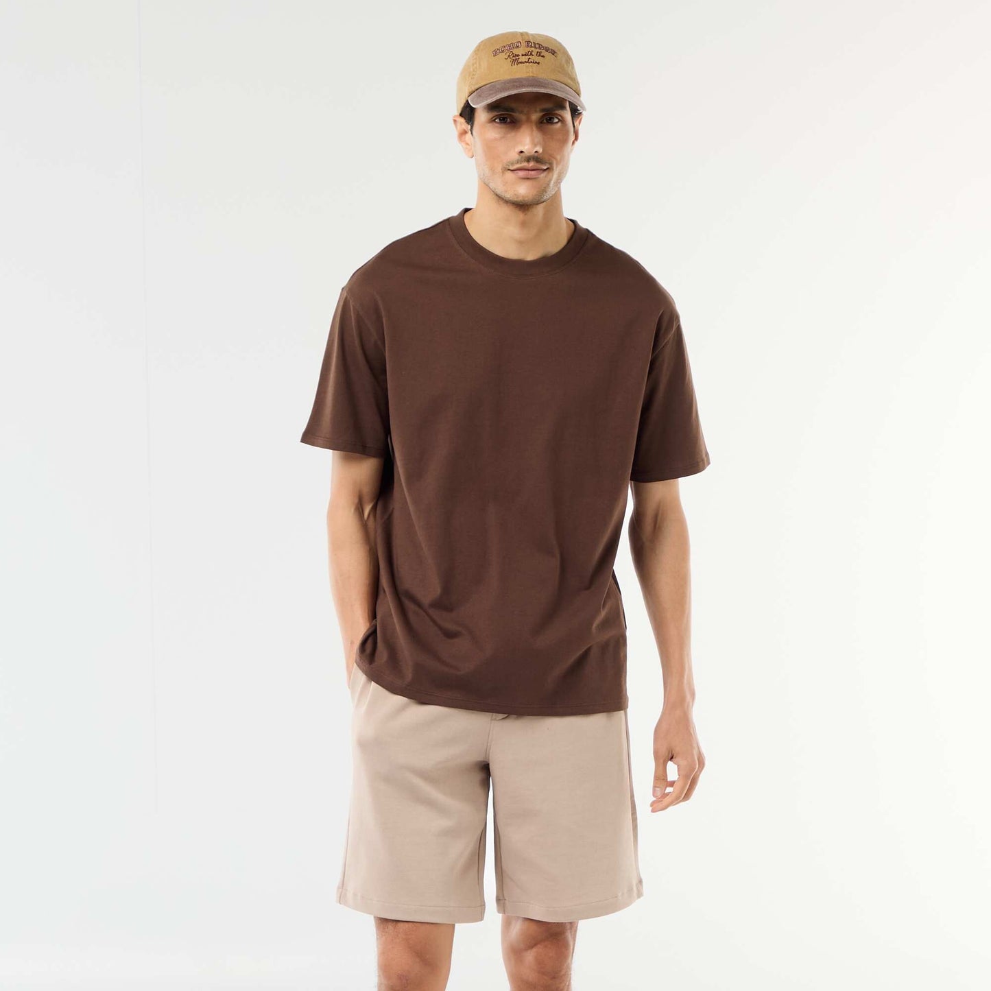 Plain Lightweight Fleece Bermuda Shorts BEIGE