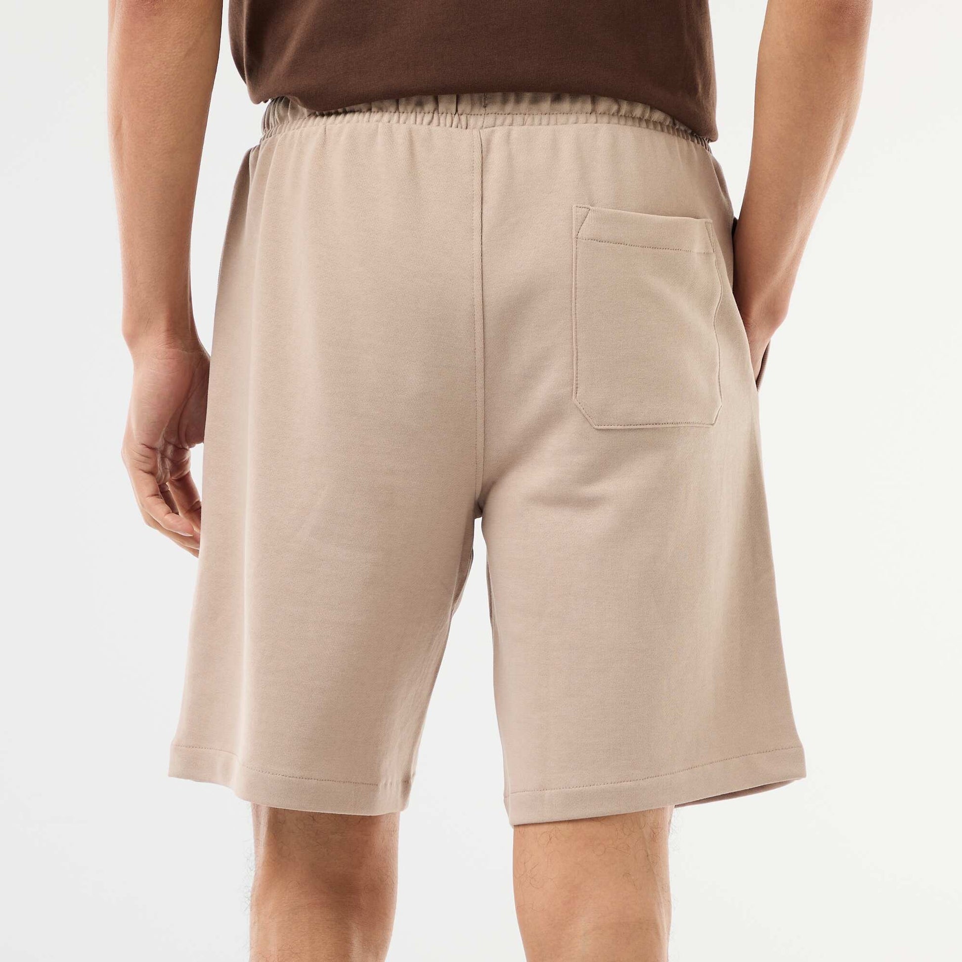 Plain Lightweight Fleece Bermuda Shorts BEIGE