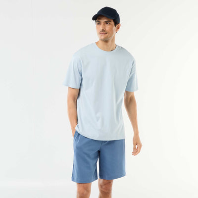 Plain Lightweight Fleece Bermuda Shorts BLUE
