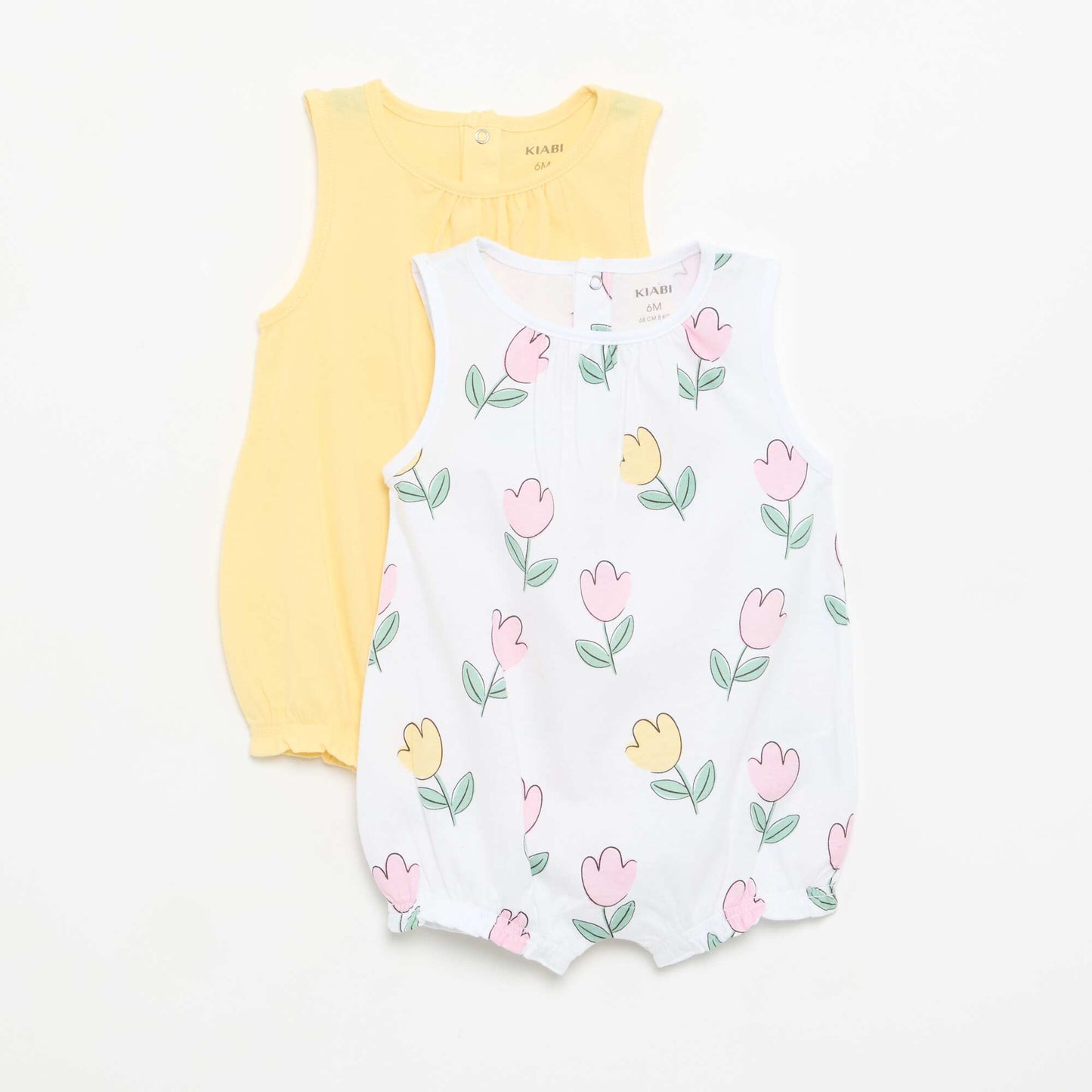 2-Pack Sleeveless Rompers WHITE
