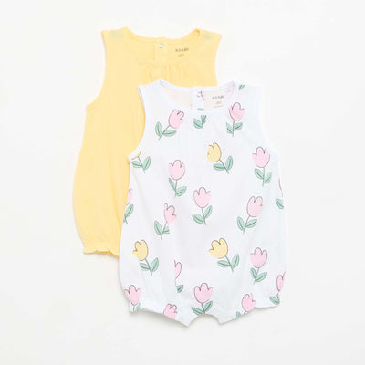 2-Pack Sleeveless Rompers WHITE