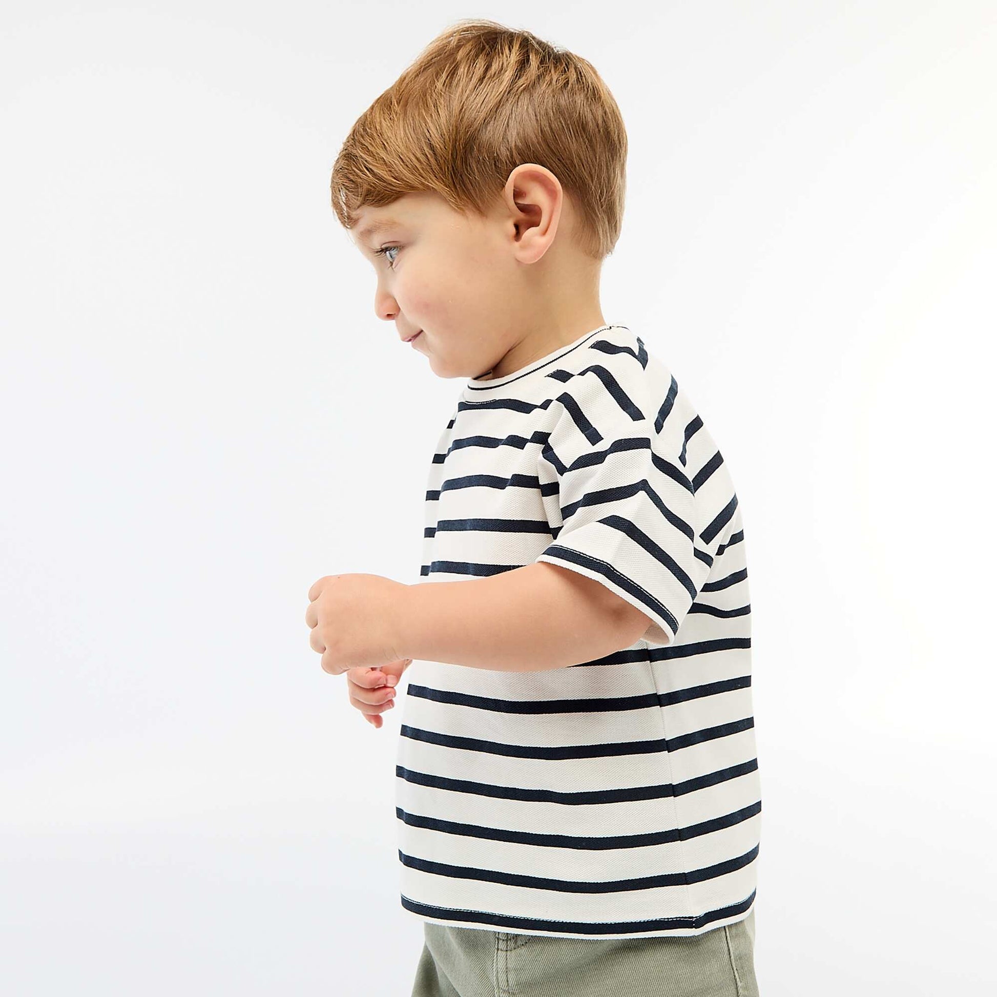 Striped Short-Sleeve Cotton T-shirt WHITE