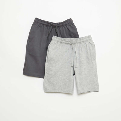 2-Pack of Solid Color Cotton Jersey Shorts GREY