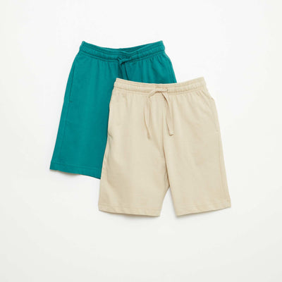 2-Pack of Solid Color Cotton Jersey Shorts BEIGE