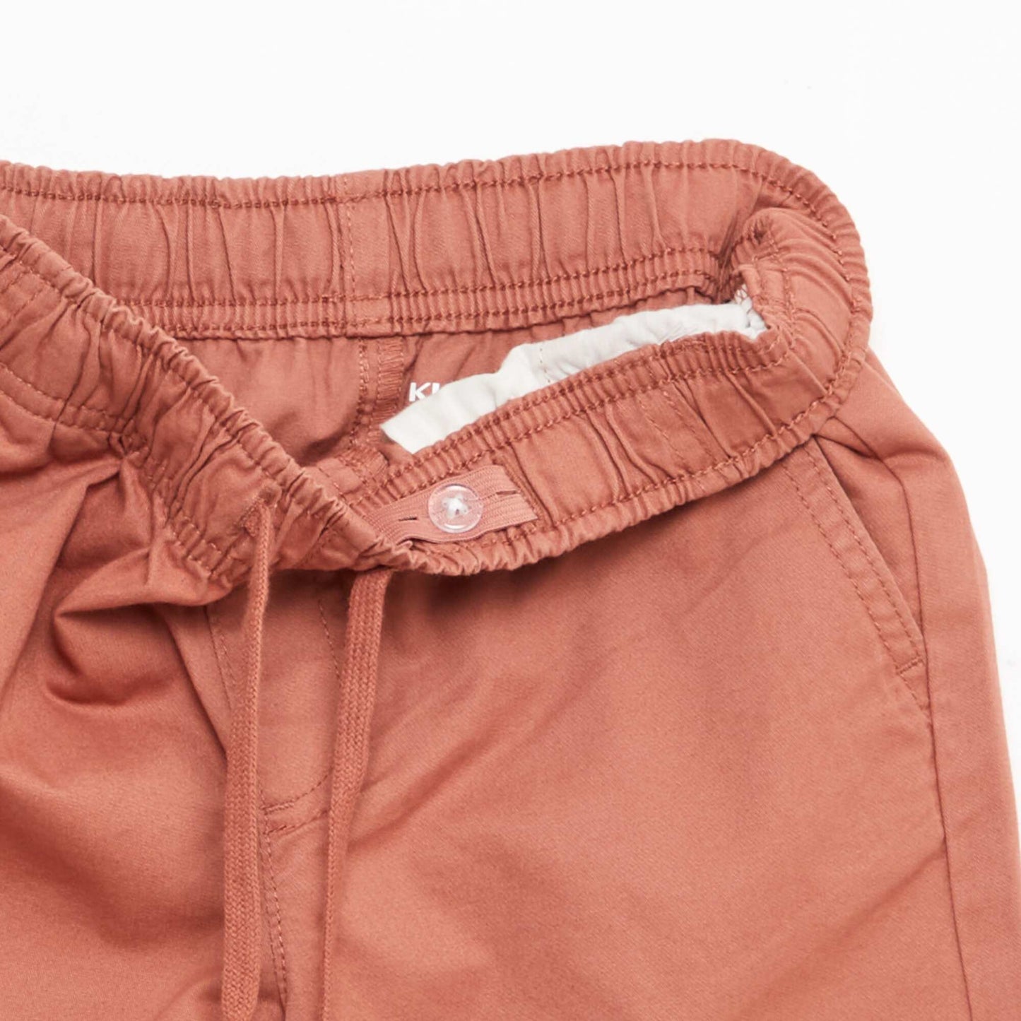 Plain Chino Bermuda Shorts with Drawstrings PINK