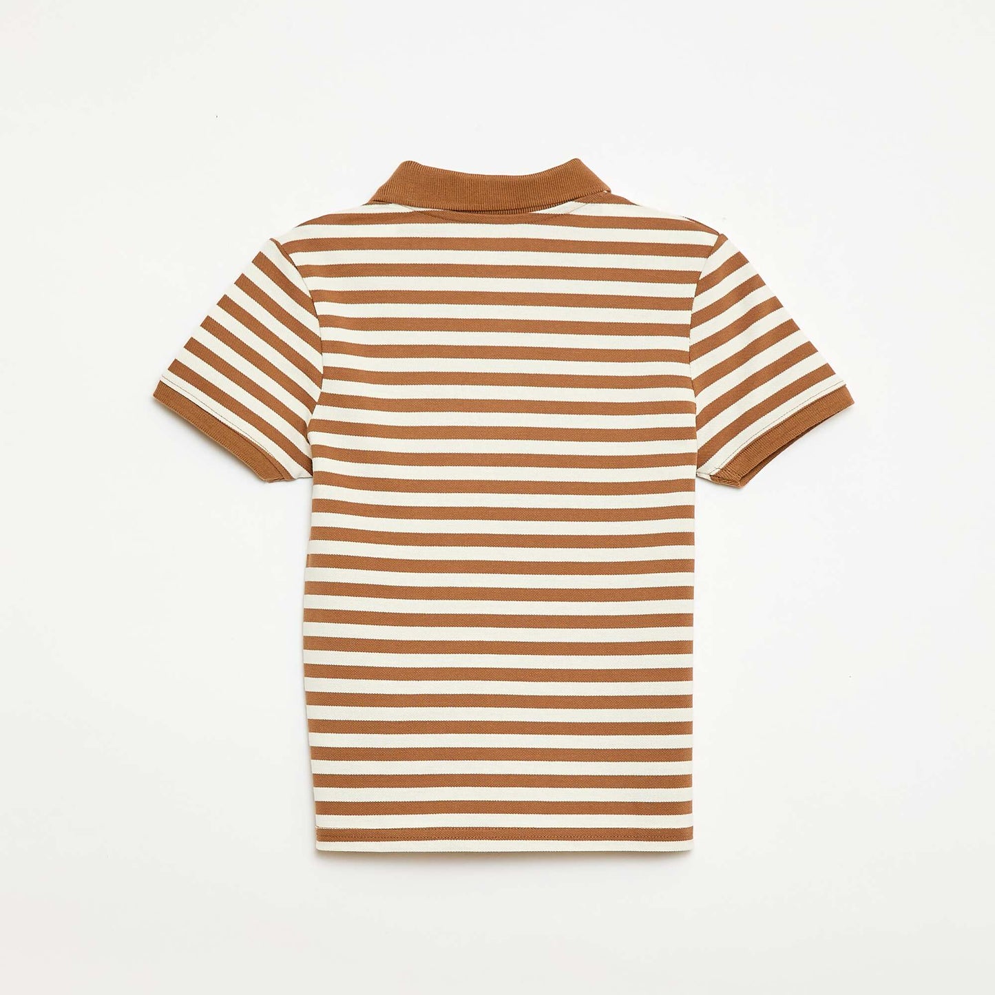 Short-Sleeved Cotton Piqué Polo Shirt BEIGE