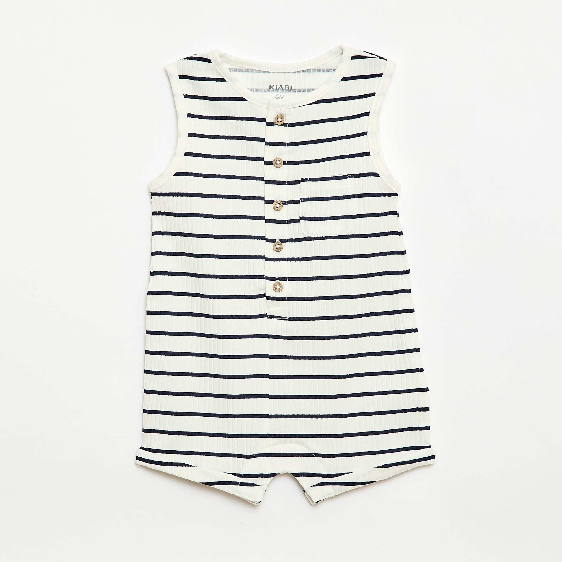 Ribbed knit short romper WHITE