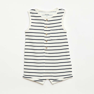 Ribbed knit short romper WHITE