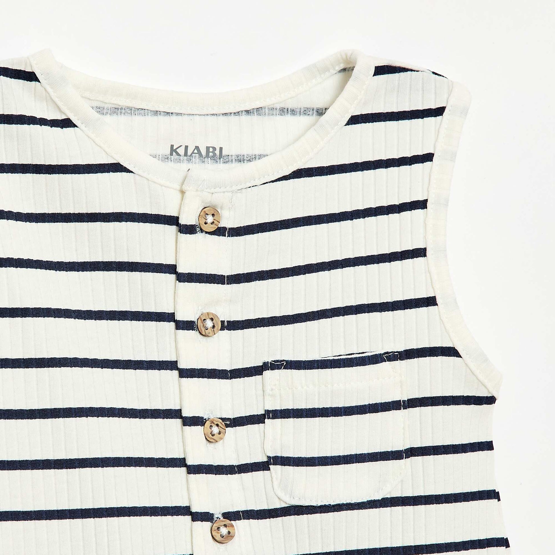 Ribbed knit short romper WHITE
