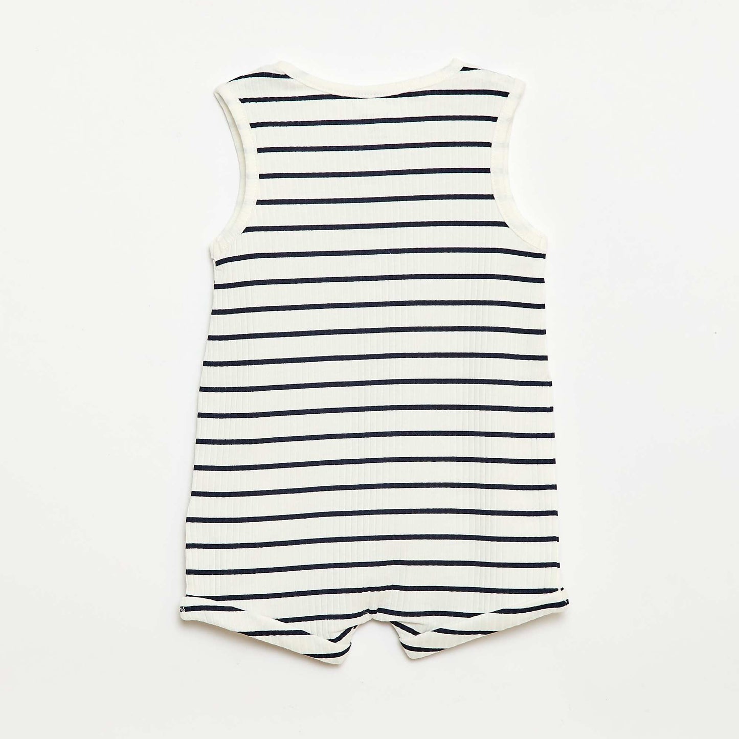 Ribbed knit short romper WHITE