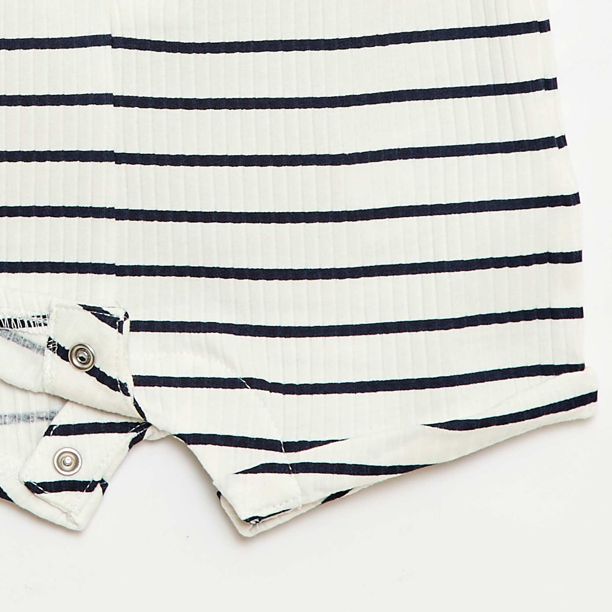 Ribbed knit short romper WHITE