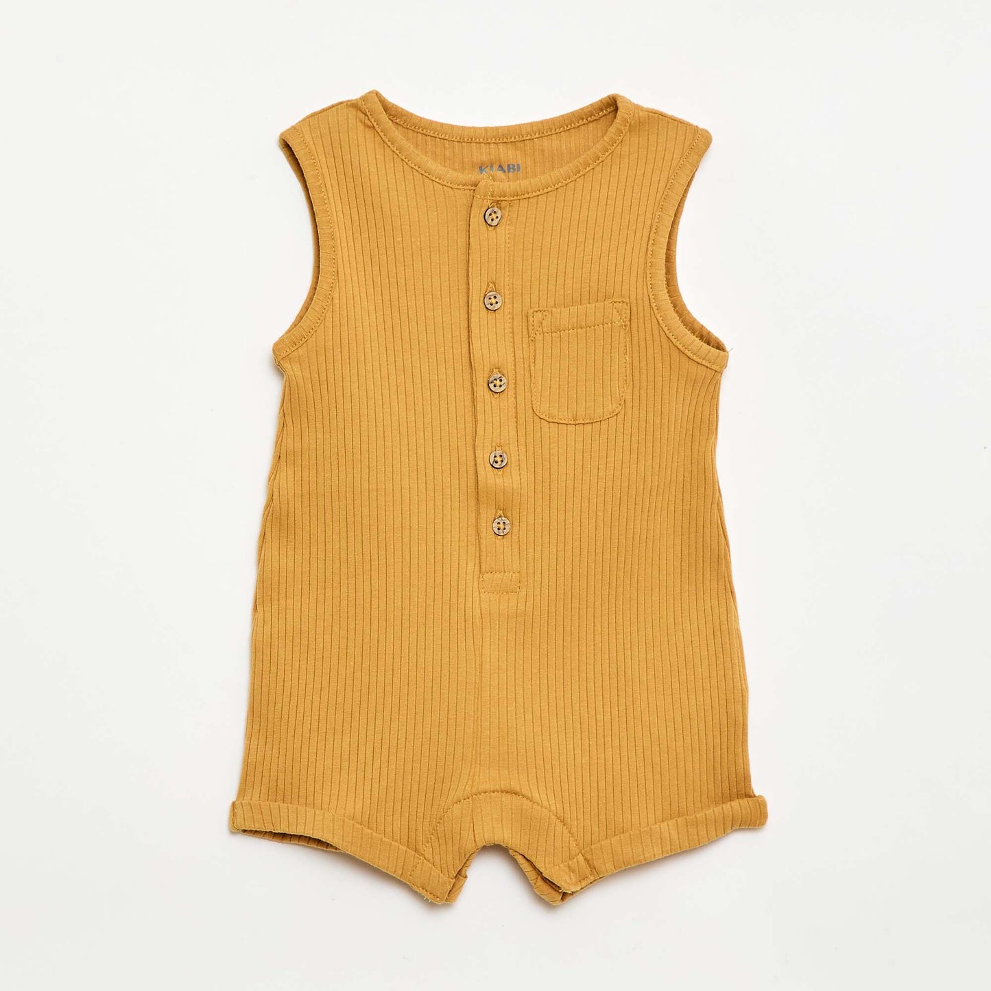 Ribbed knit short romper MUSTARD YELLOW