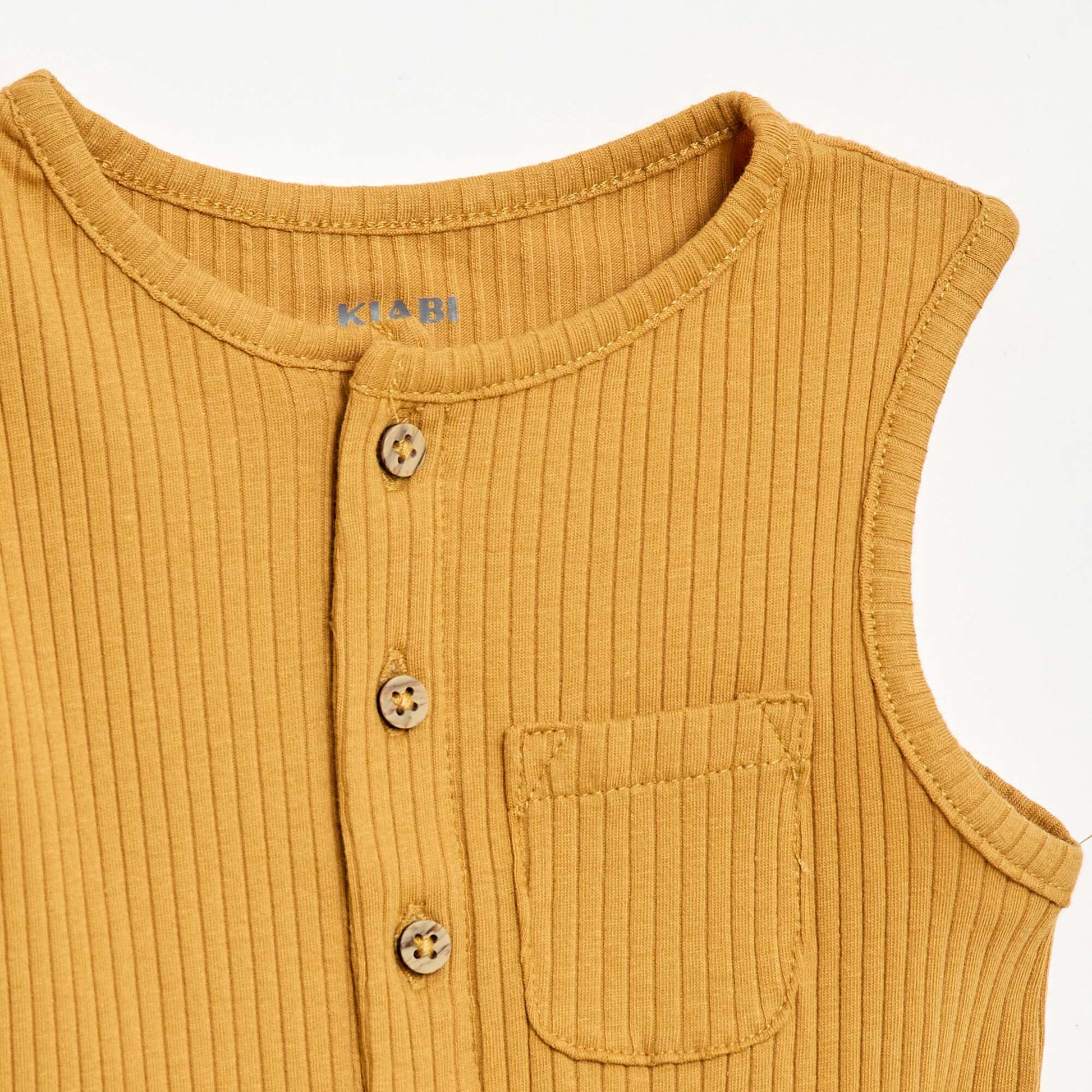 Ribbed knit short romper MUSTARD YELLOW