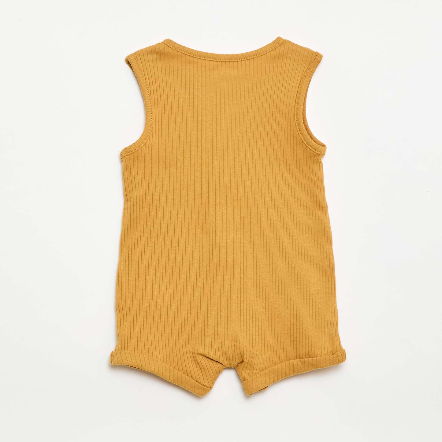 Ribbed knit short romper MUSTARD YELLOW