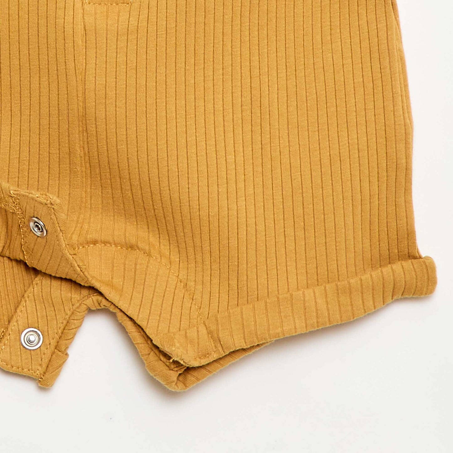 Ribbed knit short romper MUSTARD YELLOW