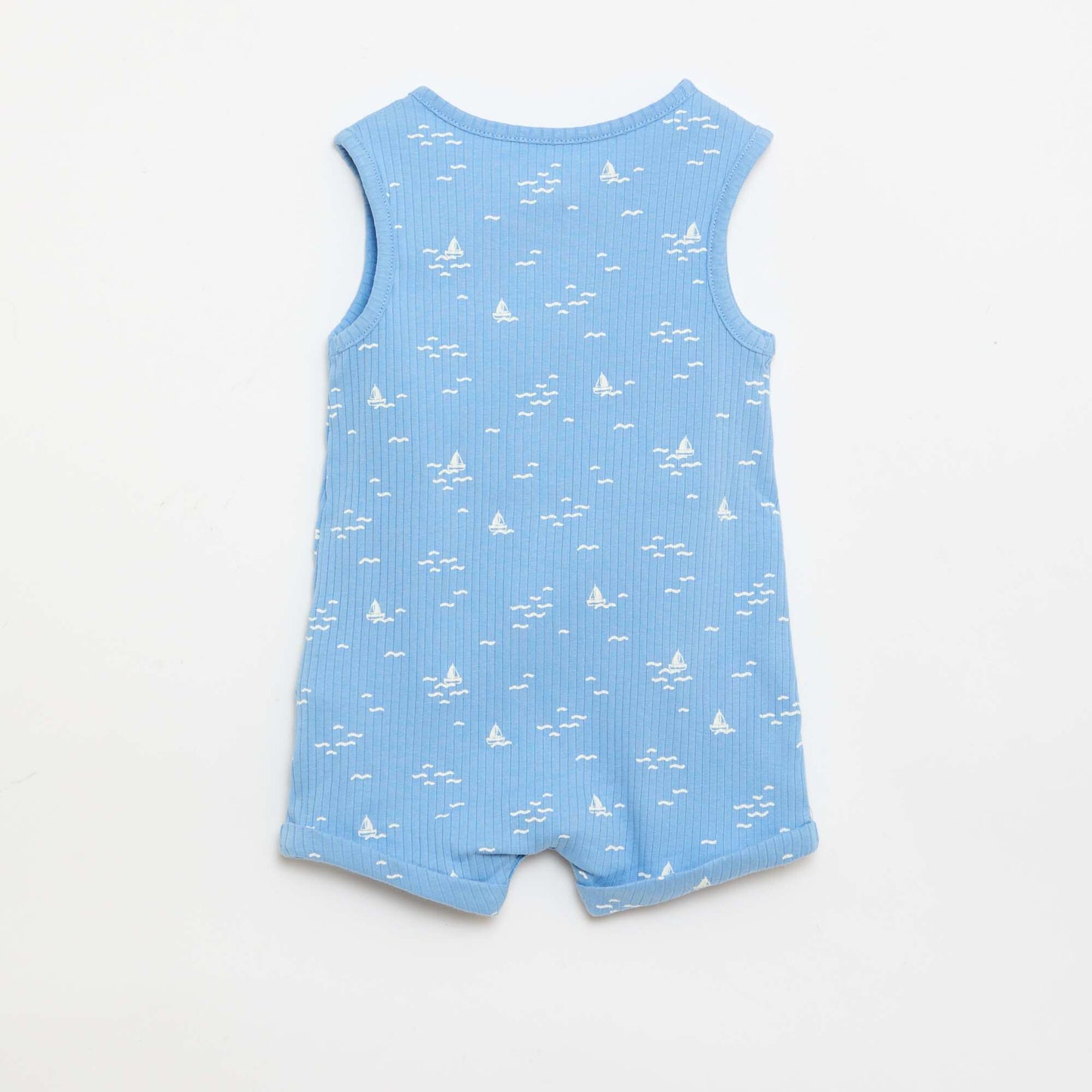 Ribbed knit short romper BLUE