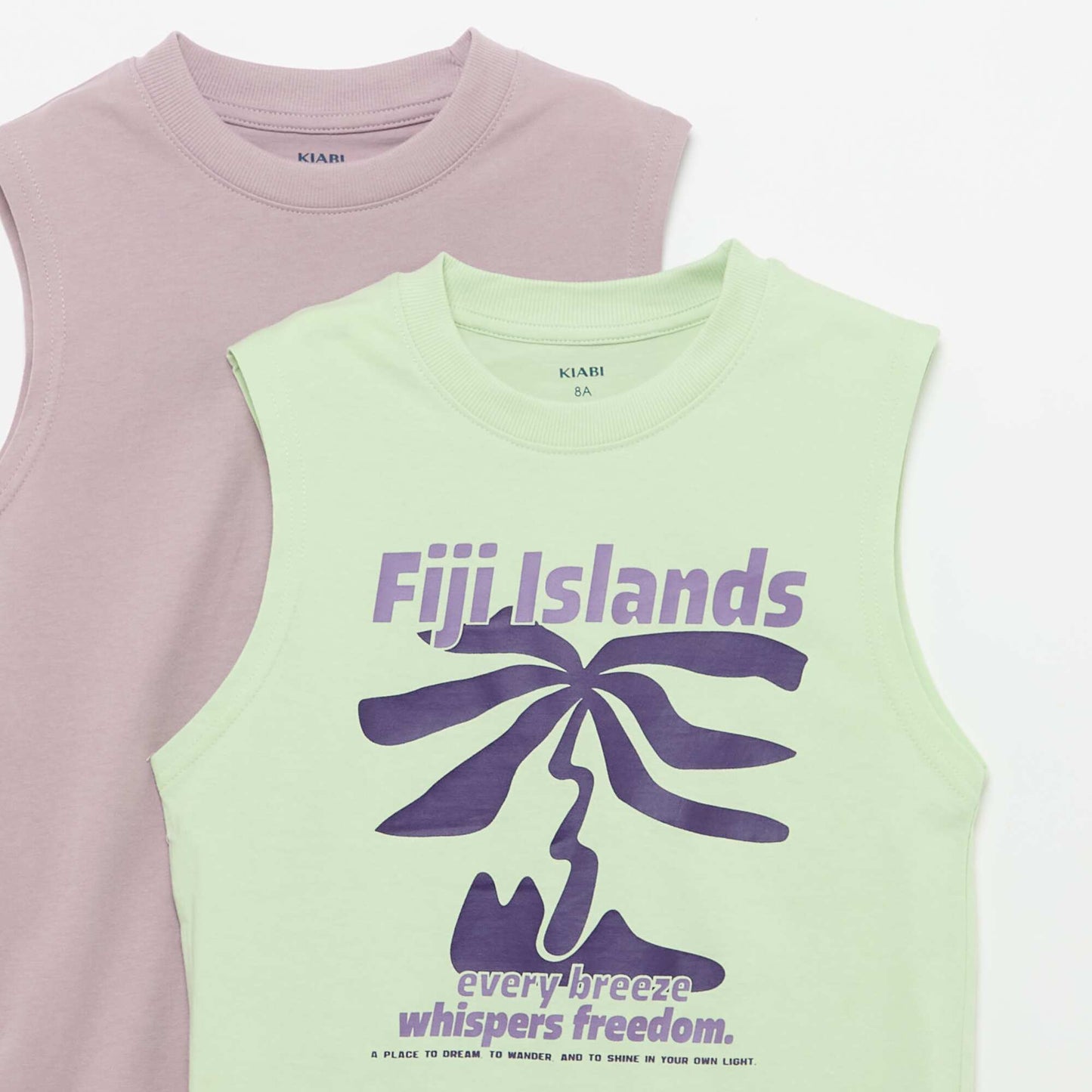 Pack of 2 round-neck tank tops GREEN
