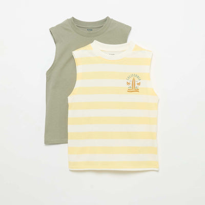 Pack of 2 round-neck tank tops YELLOW