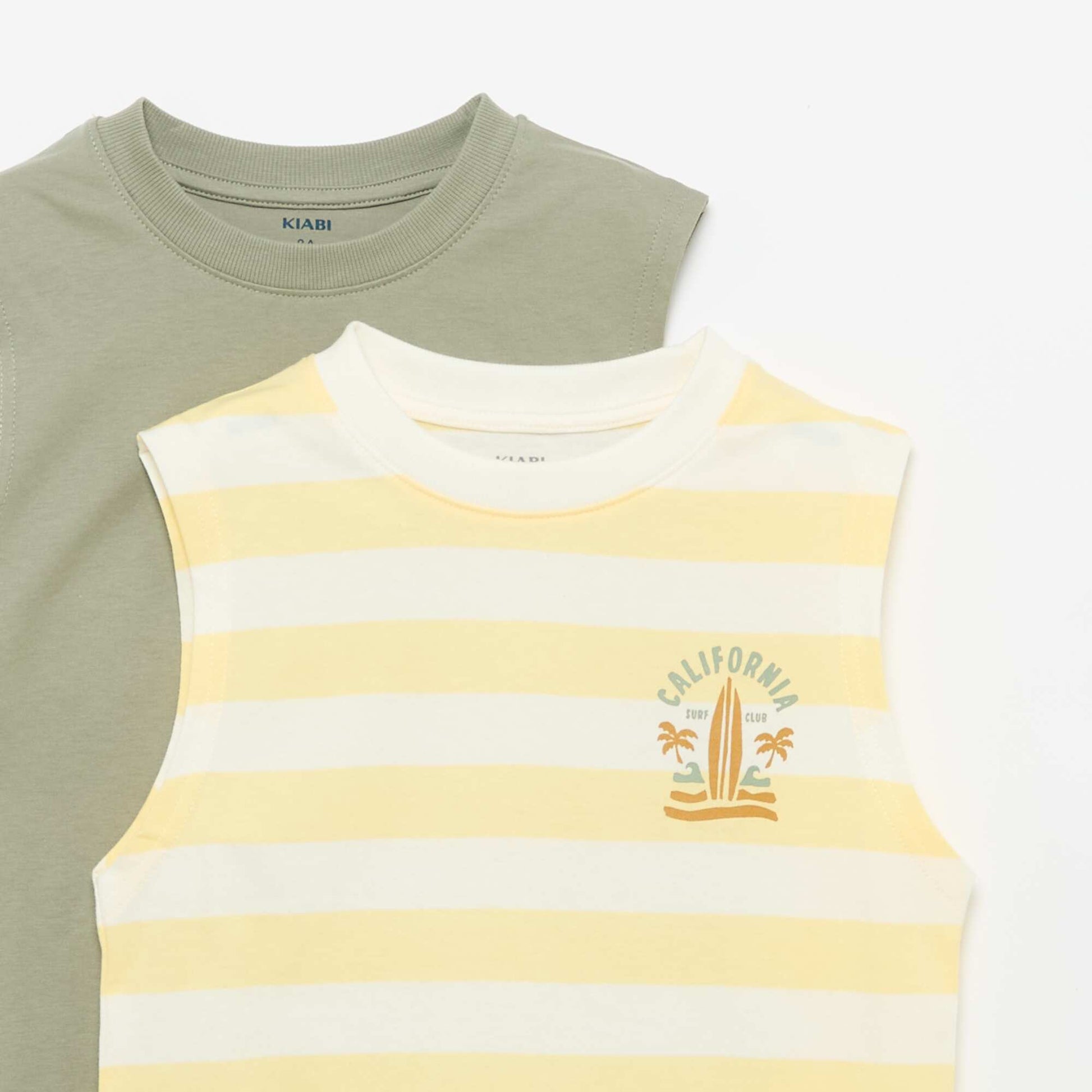 Pack of 2 round-neck tank tops YELLOW