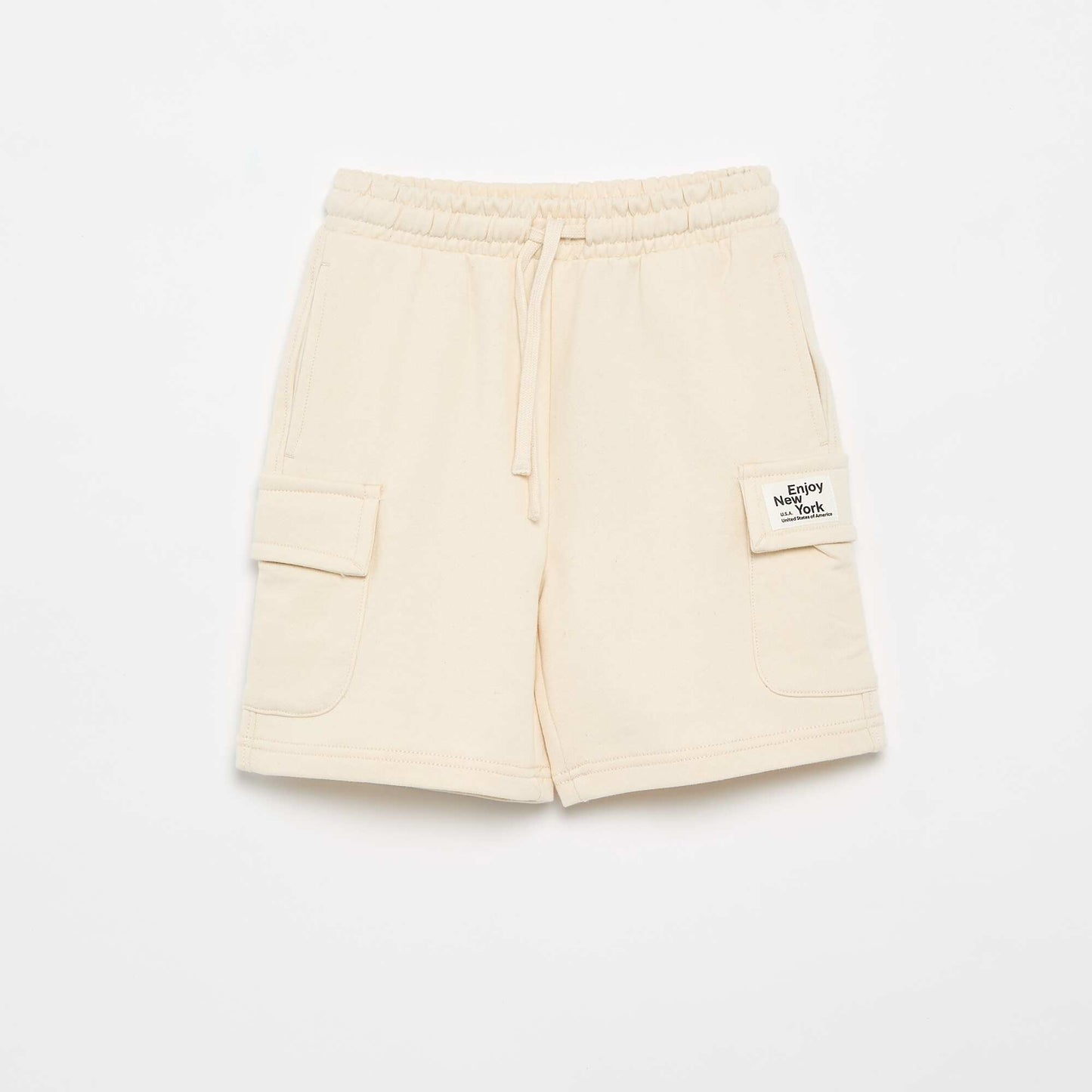 Multi-Pocket Fleece Shorts BEIGE