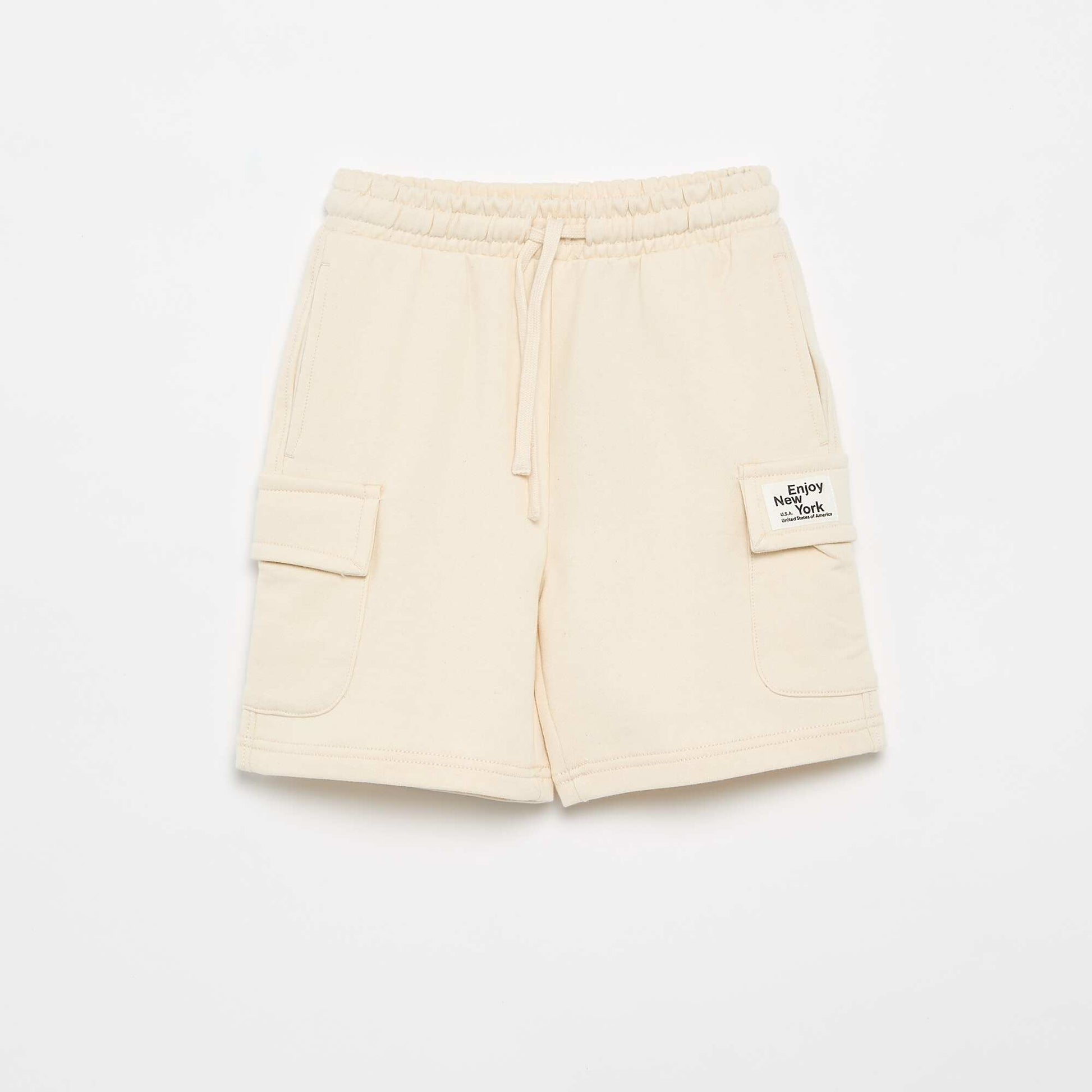 Multi-Pocket Fleece Shorts BEIGE