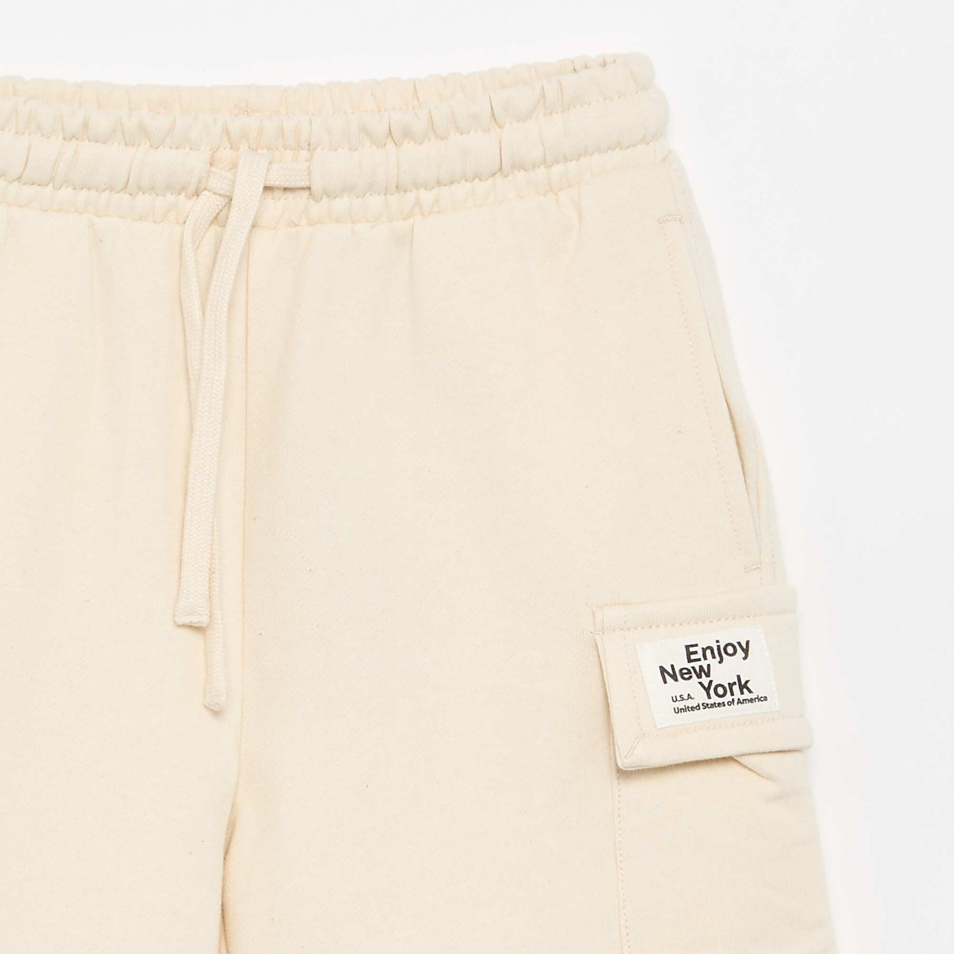 Multi-Pocket Fleece Shorts BEIGE