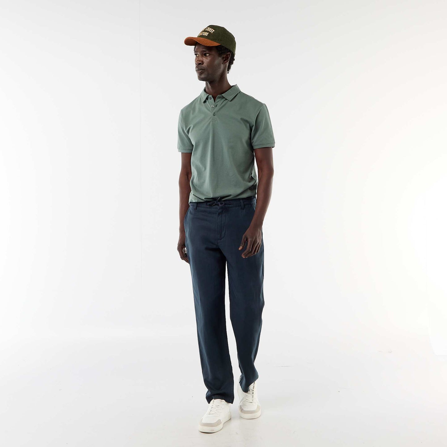 Jersey Polo Shirt with Buttoned Collar GREEN