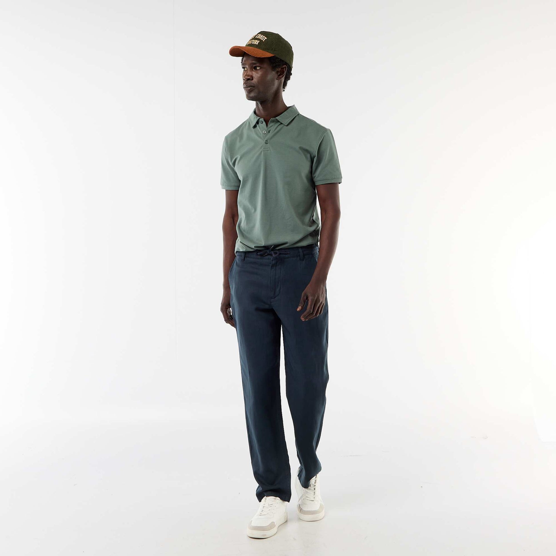 Jersey Polo Shirt with Buttoned Collar GREEN