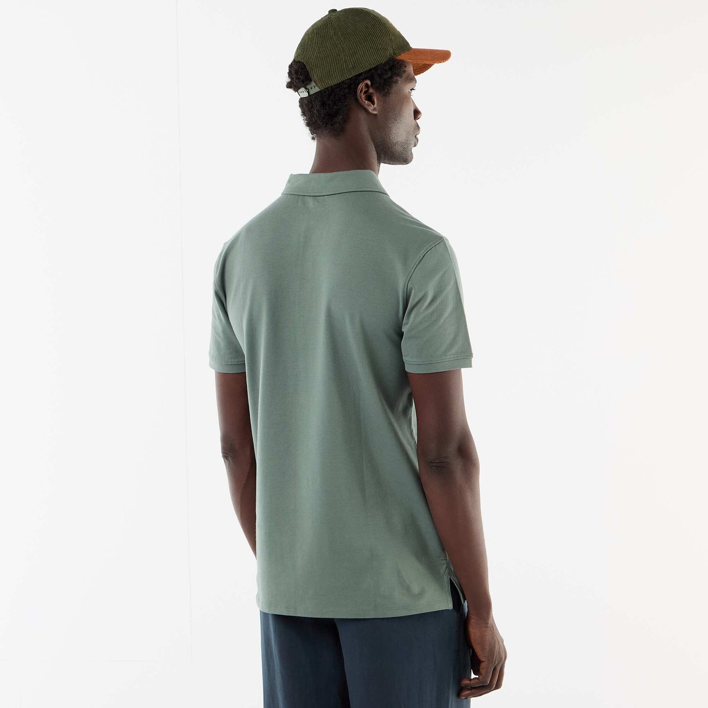 Jersey Polo Shirt with Buttoned Collar GREEN