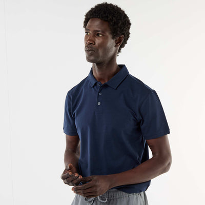 Jersey Polo Shirt with Buttoned Collar BLACK