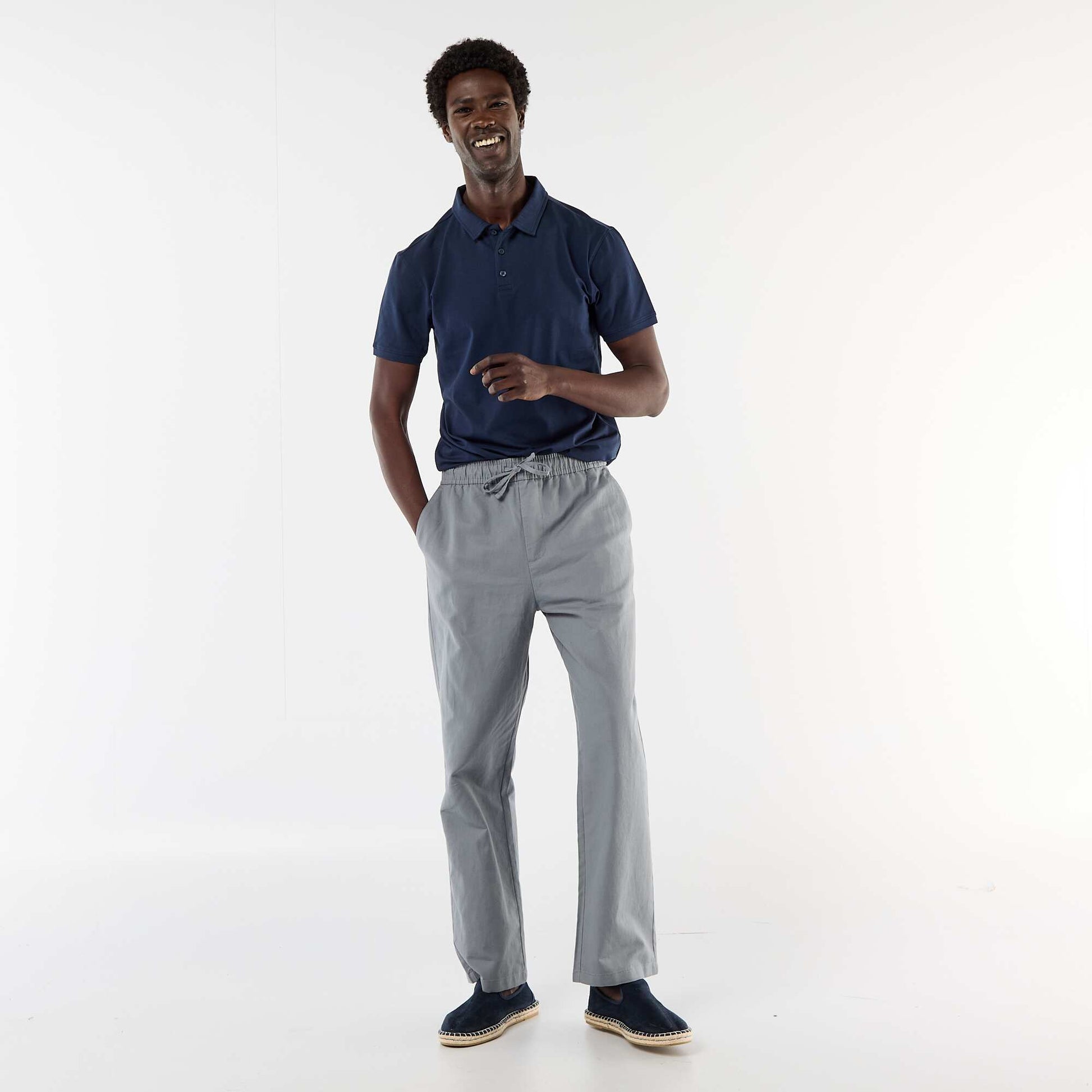 Jersey Polo Shirt with Buttoned Collar BLACK
