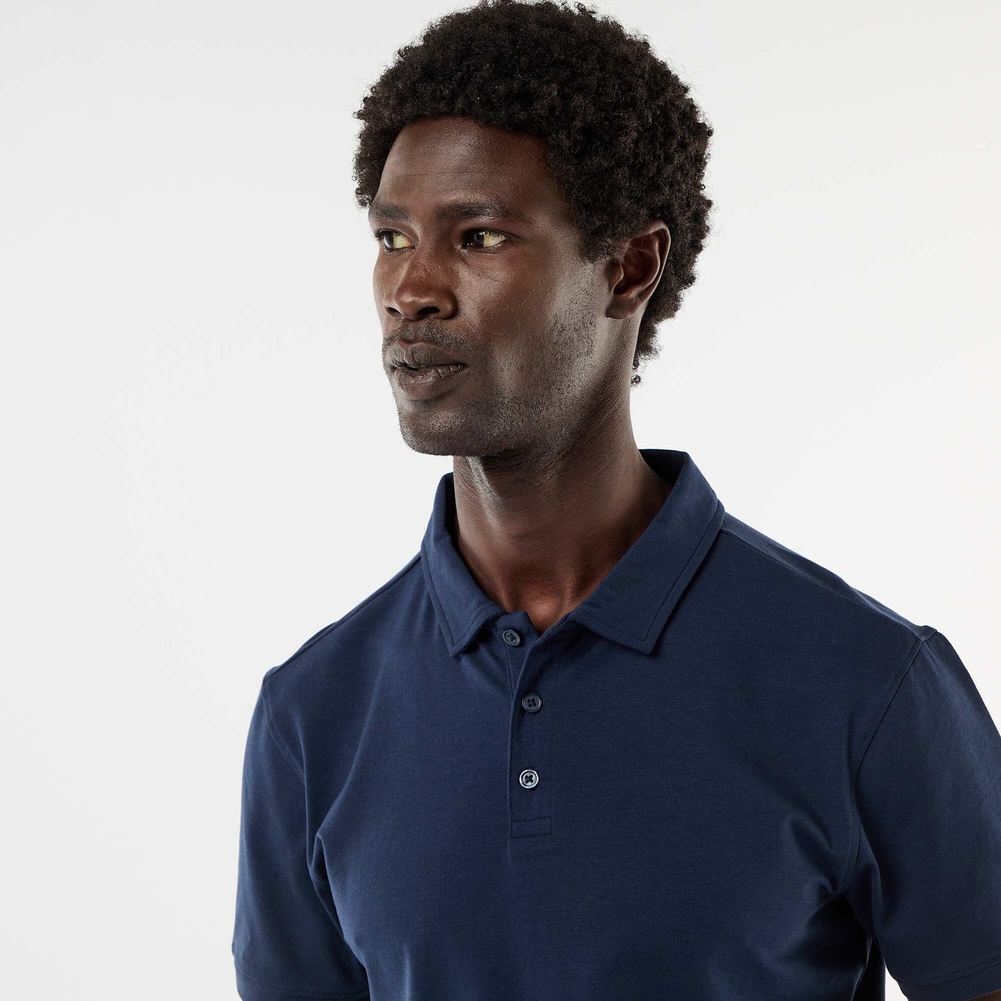 Jersey Polo Shirt with Buttoned Collar BLACK