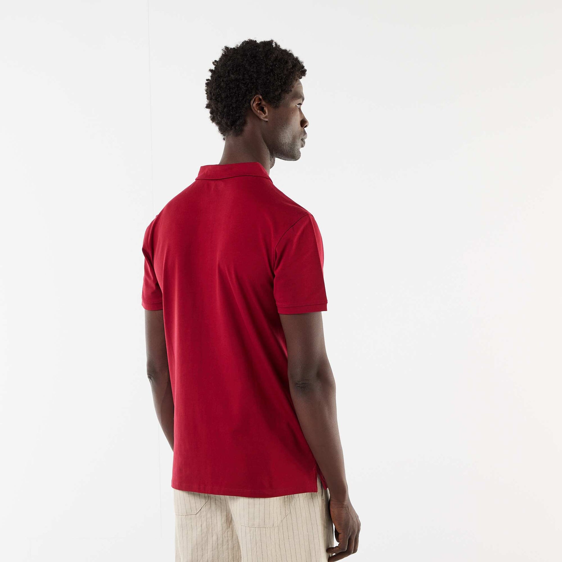 Jersey Polo Shirt with Buttoned Collar RED