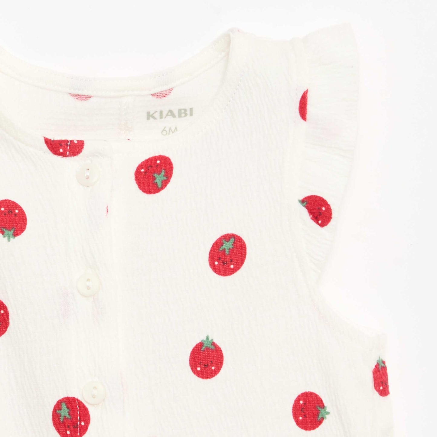 Cotton jersey short romper with ruffled sleeves WHITE