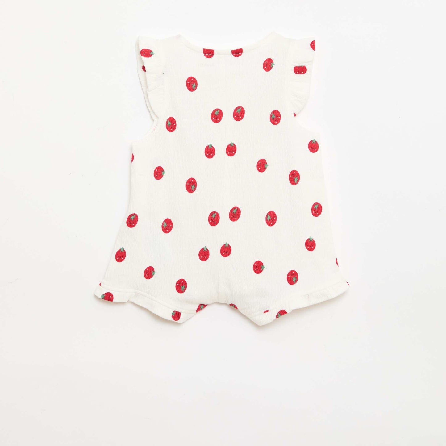 Cotton jersey short romper with ruffled sleeves WHITE