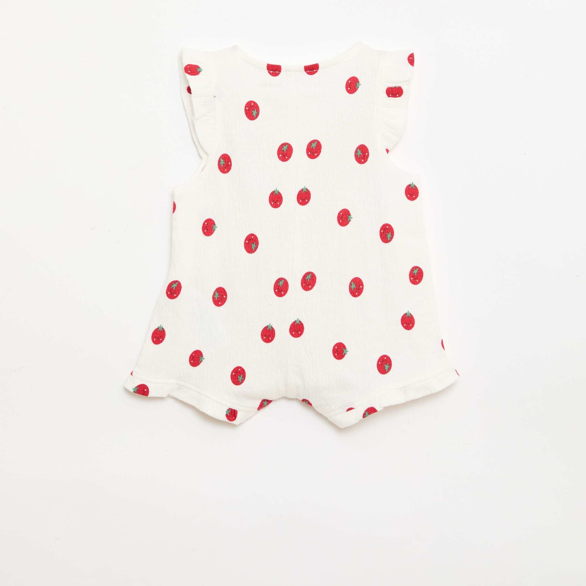 Cotton jersey short romper with ruffled sleeves WHITE
