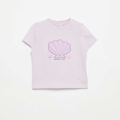 Printed short-sleeved T-shirt PURPLE