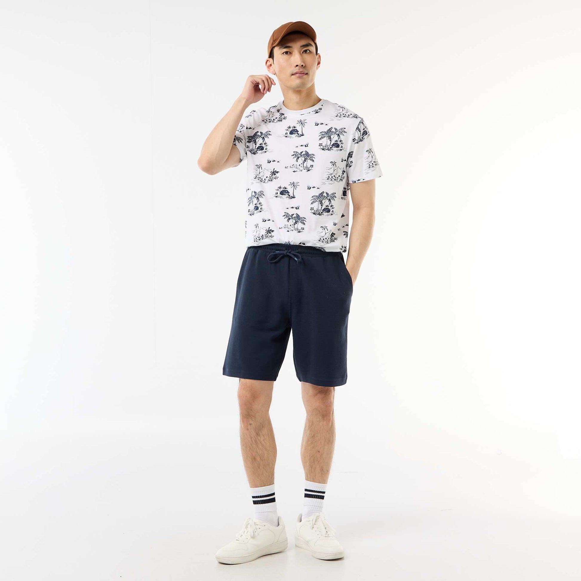 Lightweight French Terry Bermuda Shorts BLUE