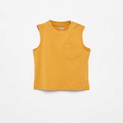 Cotton Jersey Tank Top with Chest Pocket BEIGE