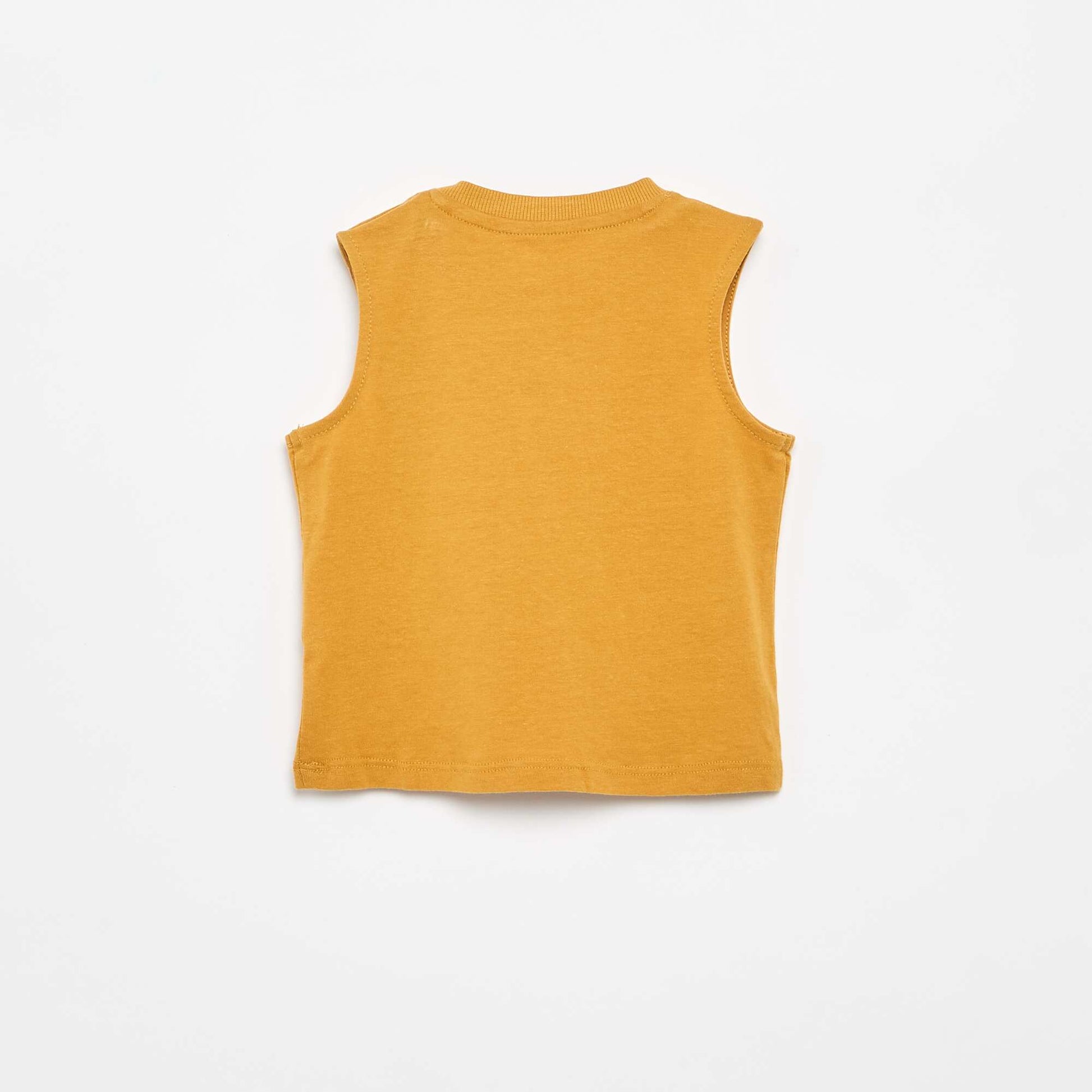 Cotton Jersey Tank Top with Chest Pocket BEIGE