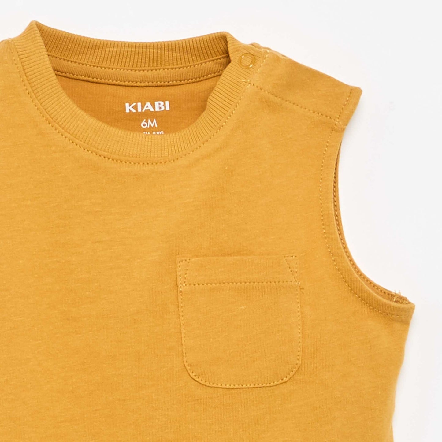 Cotton Jersey Tank Top with Chest Pocket BEIGE