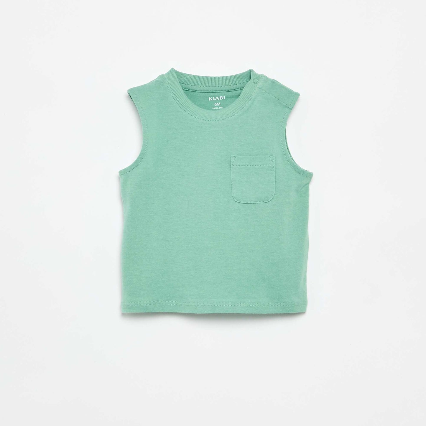 Cotton Jersey Tank Top with Chest Pocket GREEN