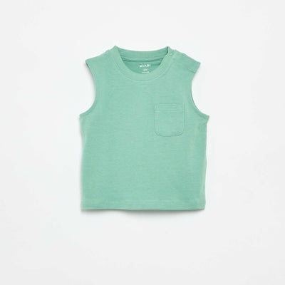 Cotton Jersey Tank Top with Chest Pocket GREEN