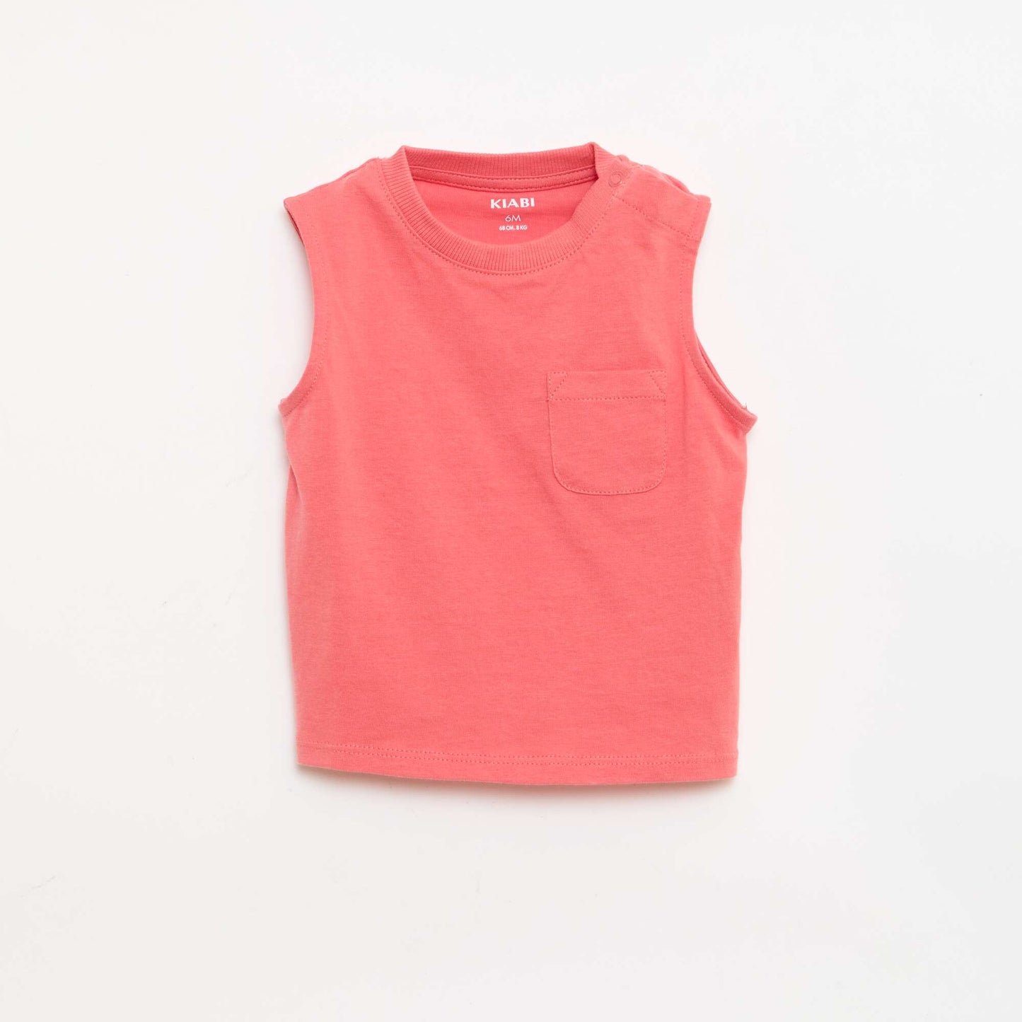 Cotton Jersey Tank Top with Chest Pocket ORANGE